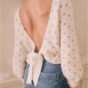 NWOT Sézane ALBAN SWEATER SIZE S Polka Dots Blue